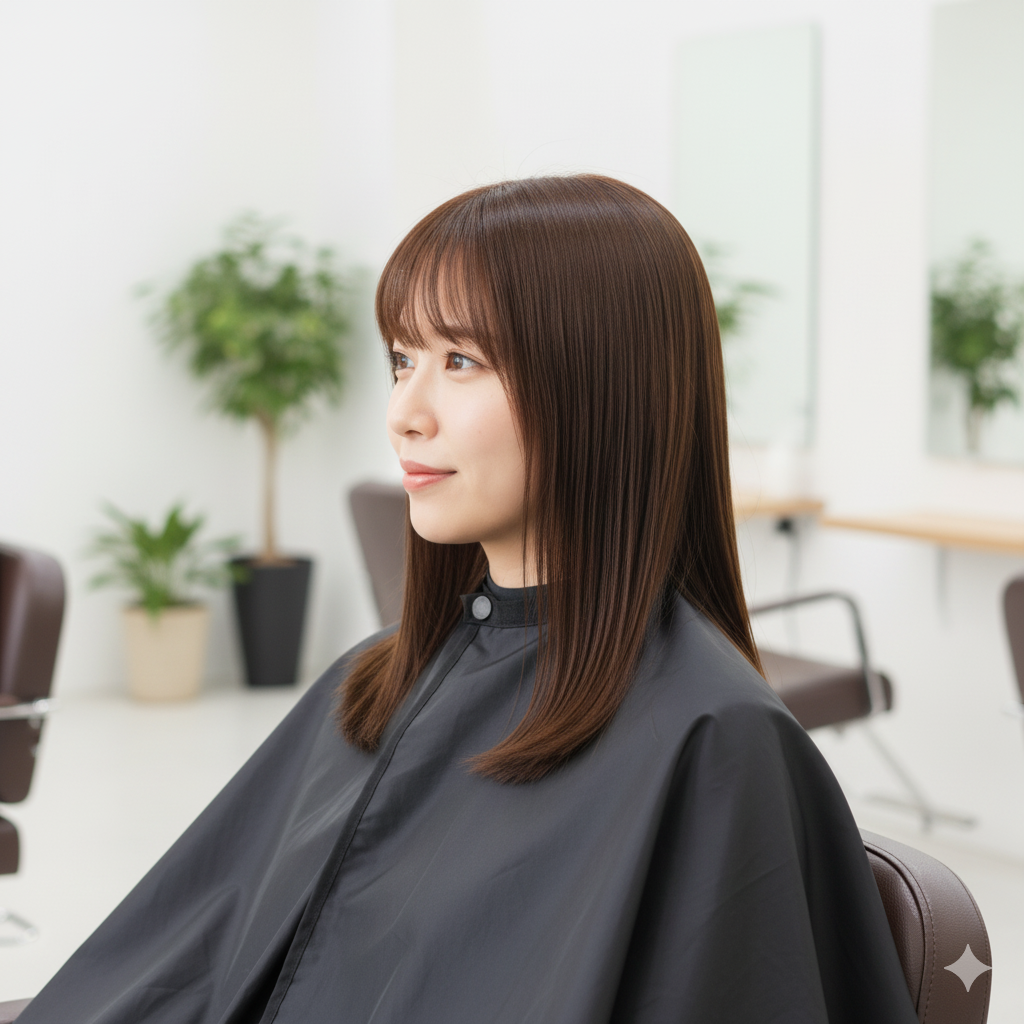 ヘアカラーと酸性ストレートの施術順番を示す図